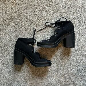 Black Lace-Up Women's Heels